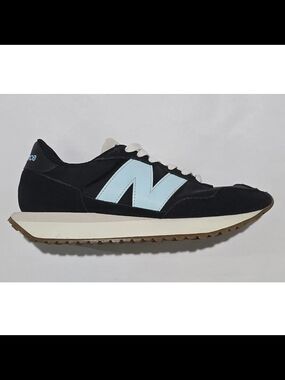 New Balance 237 Blqck Sneakers Womens 7.5B Light Blue Logo Gum Sole Casual Shoes